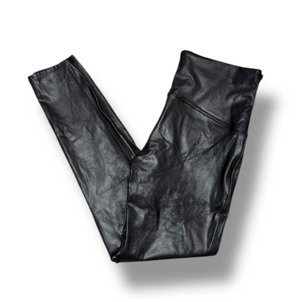 Spanx Women's Size 1X Black High Waisted Faux Leather Leggings